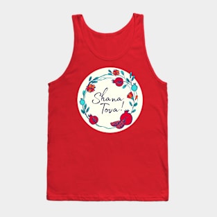 Shana Tova, pomegranate wreath on ivory Tank Top